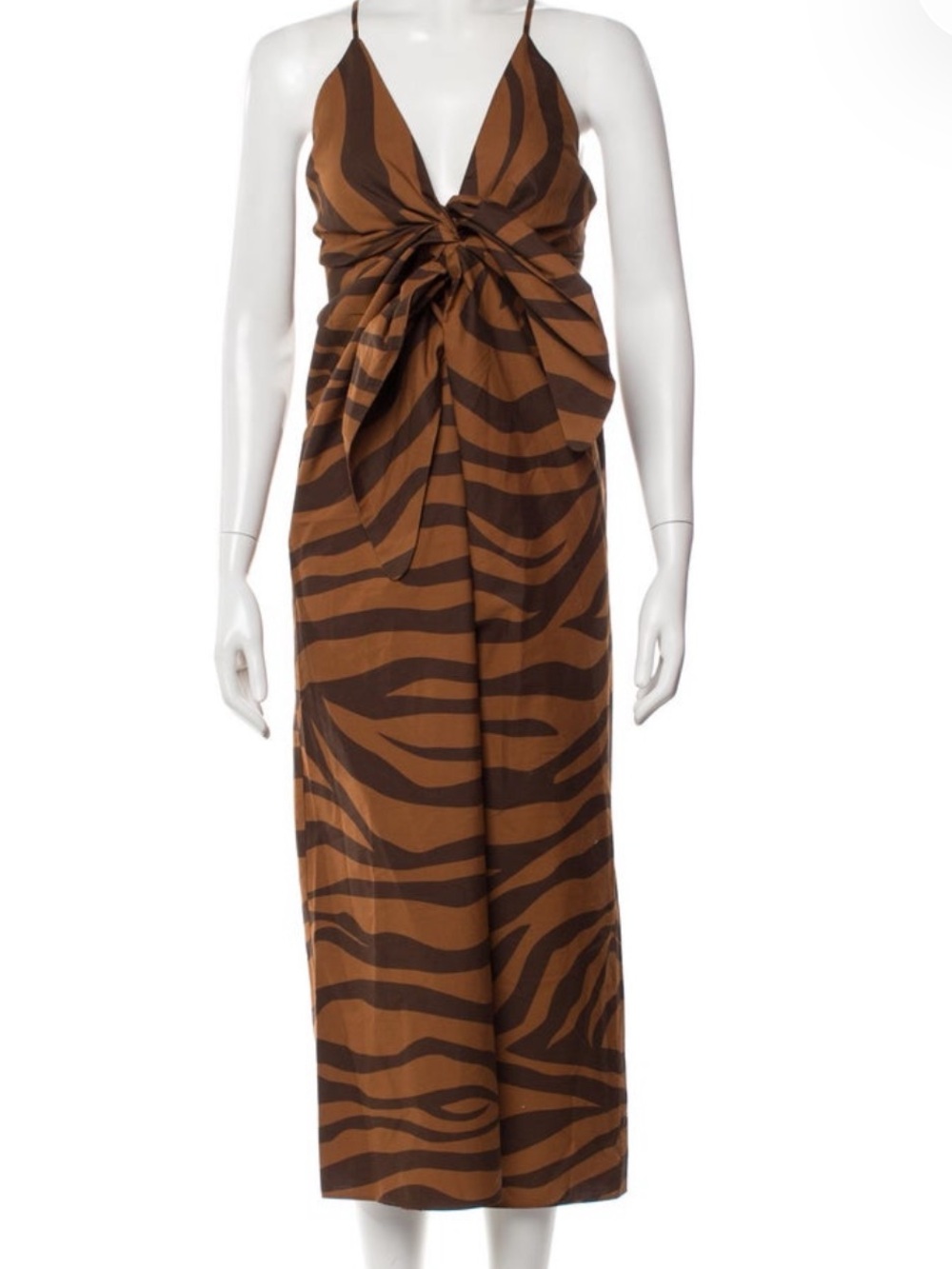 Mara Hoffman Brown Zebra-Print Tie Front Dress